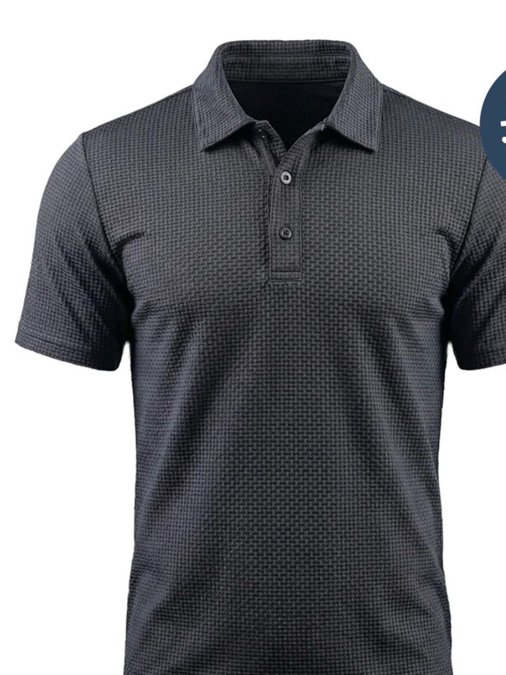 Textured Dark Gray Belly Hiding Polo Shirt Short Sleeve Extra Large XL